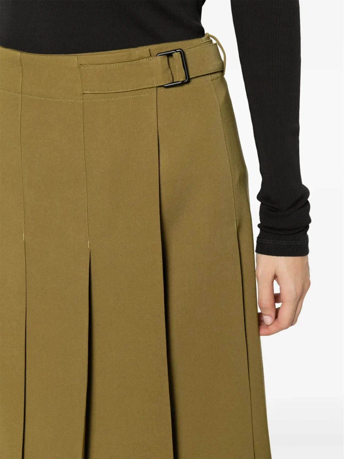 LEMAIRE プリーツ入りウールのラップスカート - 画像5