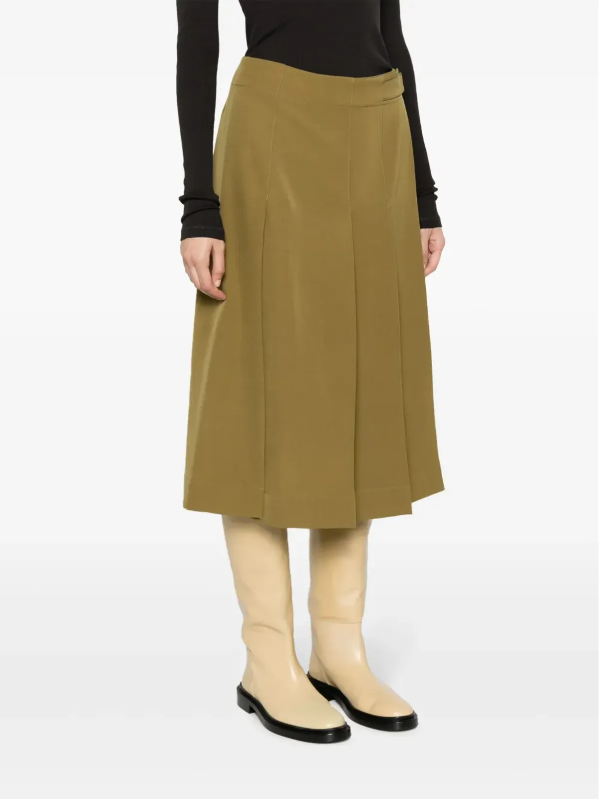 LEMAIRE プリーツ入りウールのラップスカート - 画像3