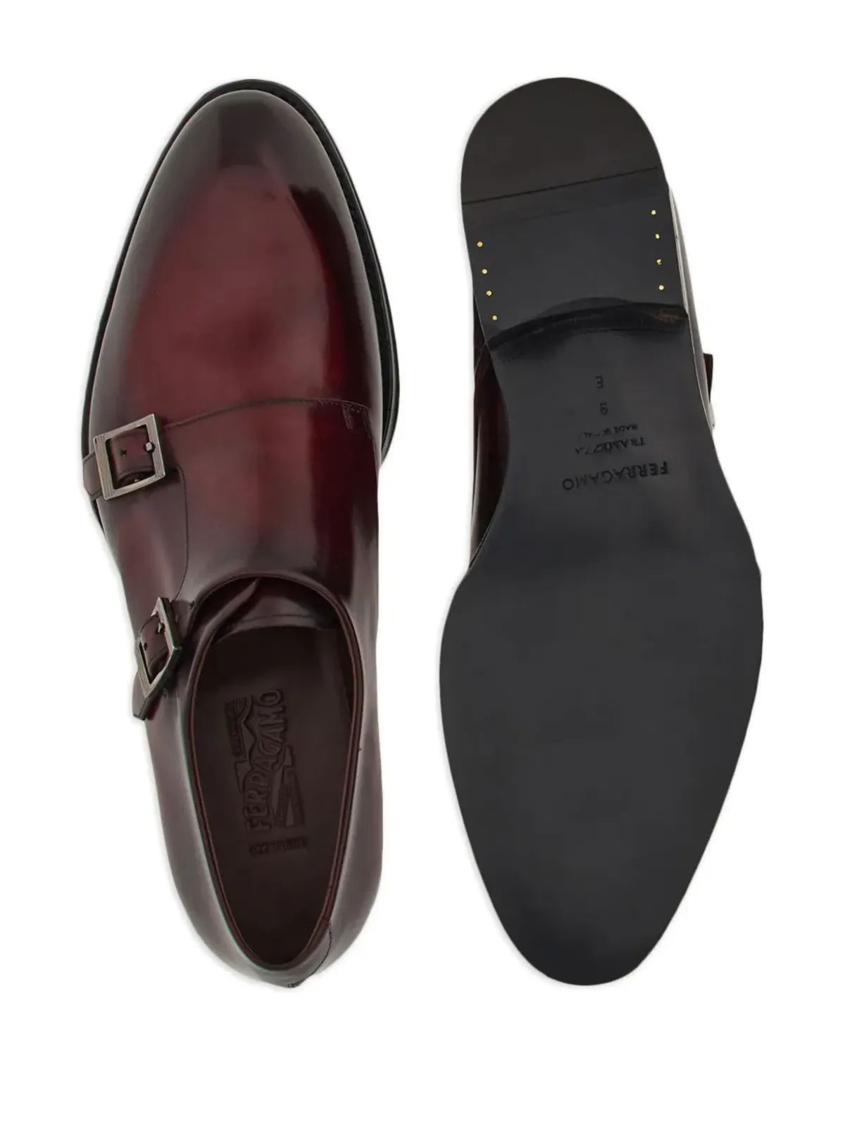 Ferragamo トラメッツァ ダブルモンクストラップ レザー モンクシューズ - レッド - 画像5