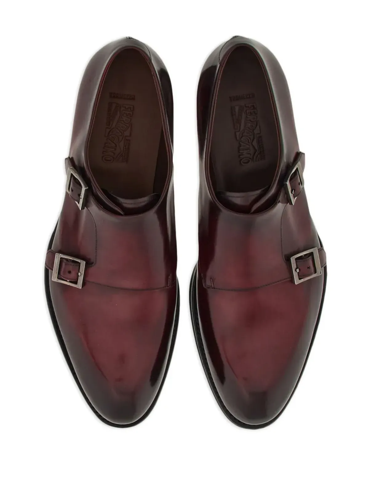 Ferragamo トラメッツァ ダブルモンクストラップ レザー モンクシューズ - レッド - 画像4