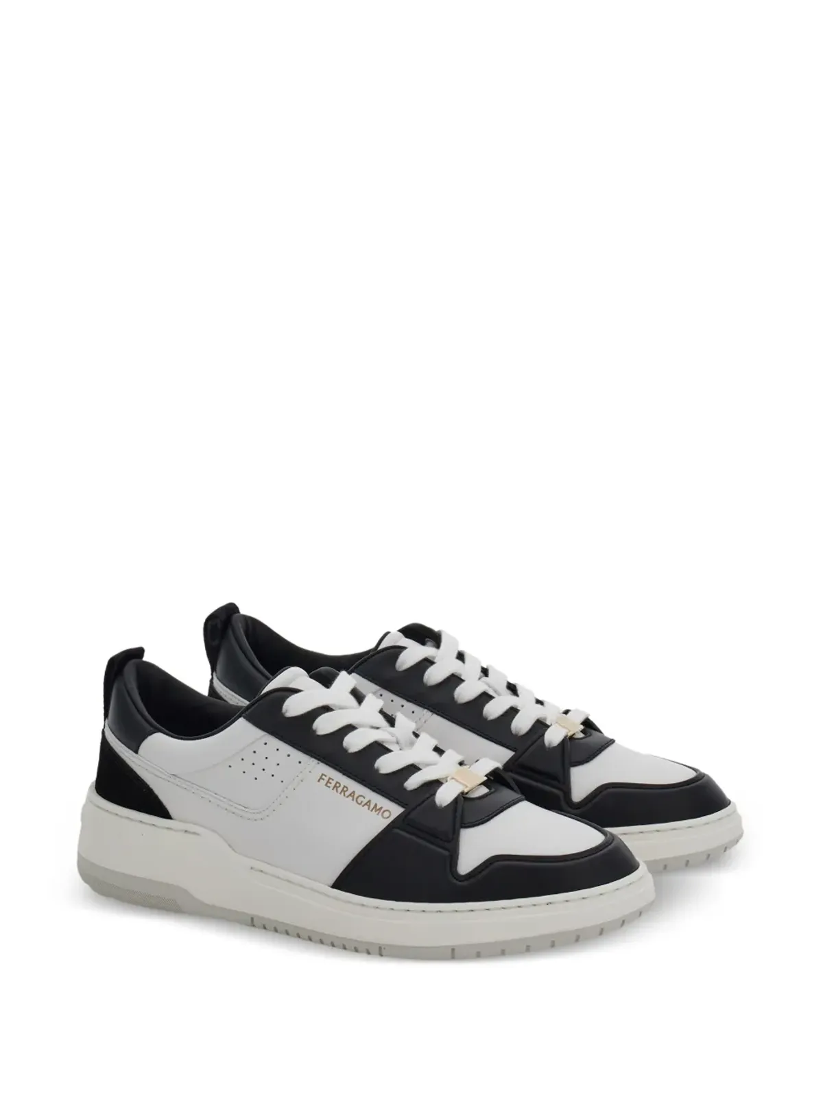 Ferragamo ツートーン レザー スニーカー ブラック - 画像2
