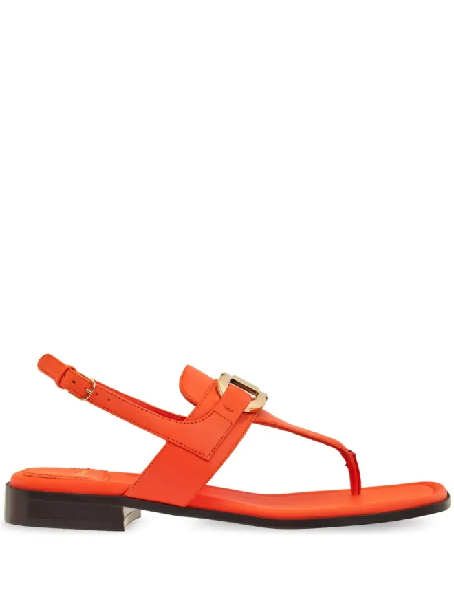 FERRAGAMO Ferragamo ガンチーニ レザー フラットサンダル - オレンジの商品画像