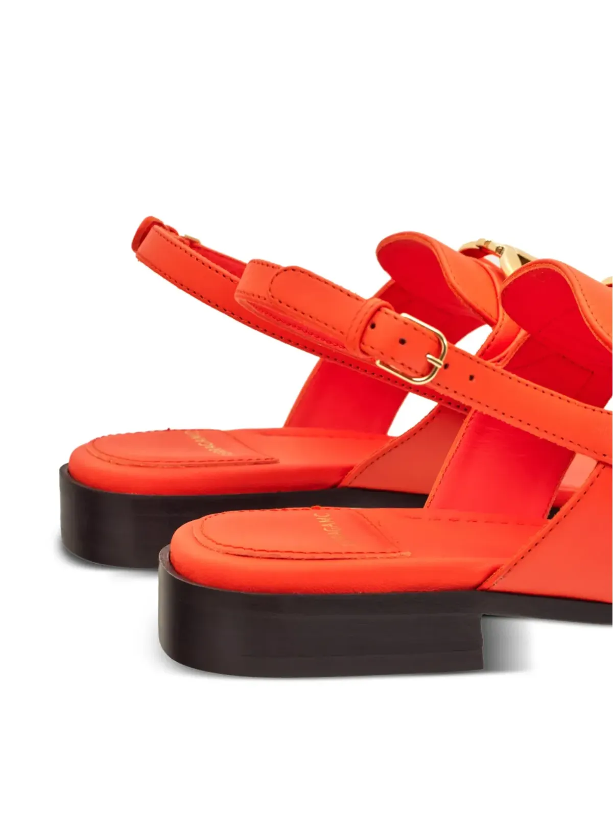Ferragamo ガンチーニ レザー フラットサンダル - オレンジ - 画像3