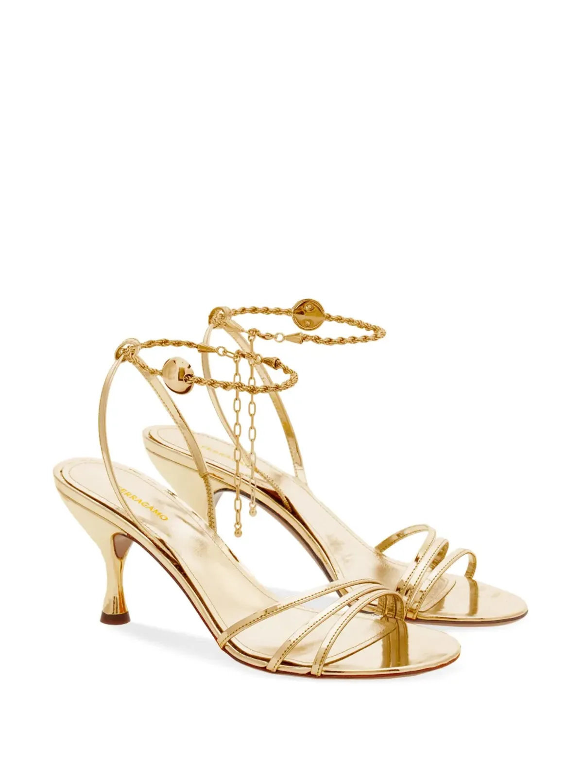 Ferragamo 70mm アンクルチェーン サンダル - ゴールド - 画像2