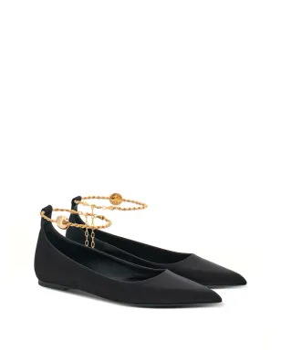 Ferragamo ケーブルリンクチェーン付き レザー バレエシューズ ブラック - サムネイル2