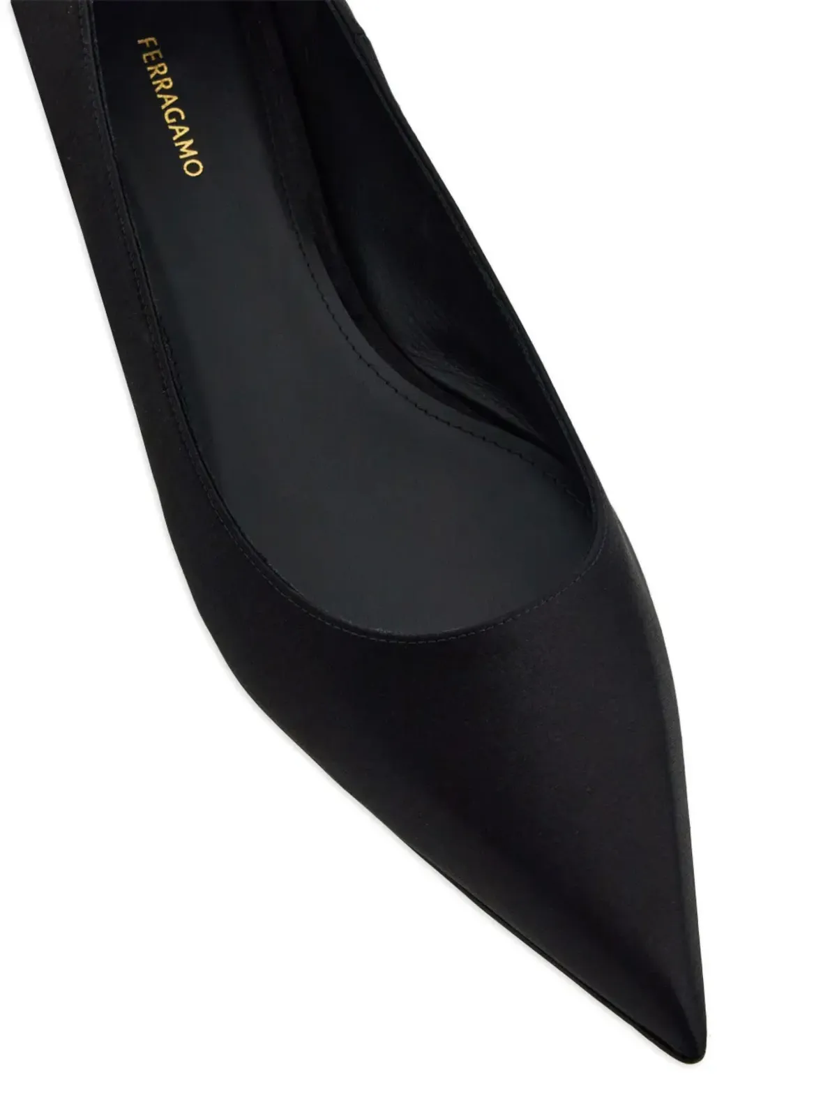 Ferragamo ケーブルリンクチェーン付き レザー バレエシューズ ブラック - 画像4