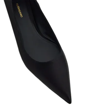 Ferragamo ケーブルリンクチェーン付き レザー バレエシューズ ブラック - サムネイル4