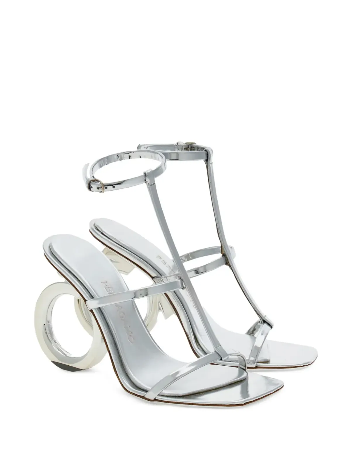 Ferragamo エリナ 105mm メタリック仕上げ サンダル - シルバー - 画像2