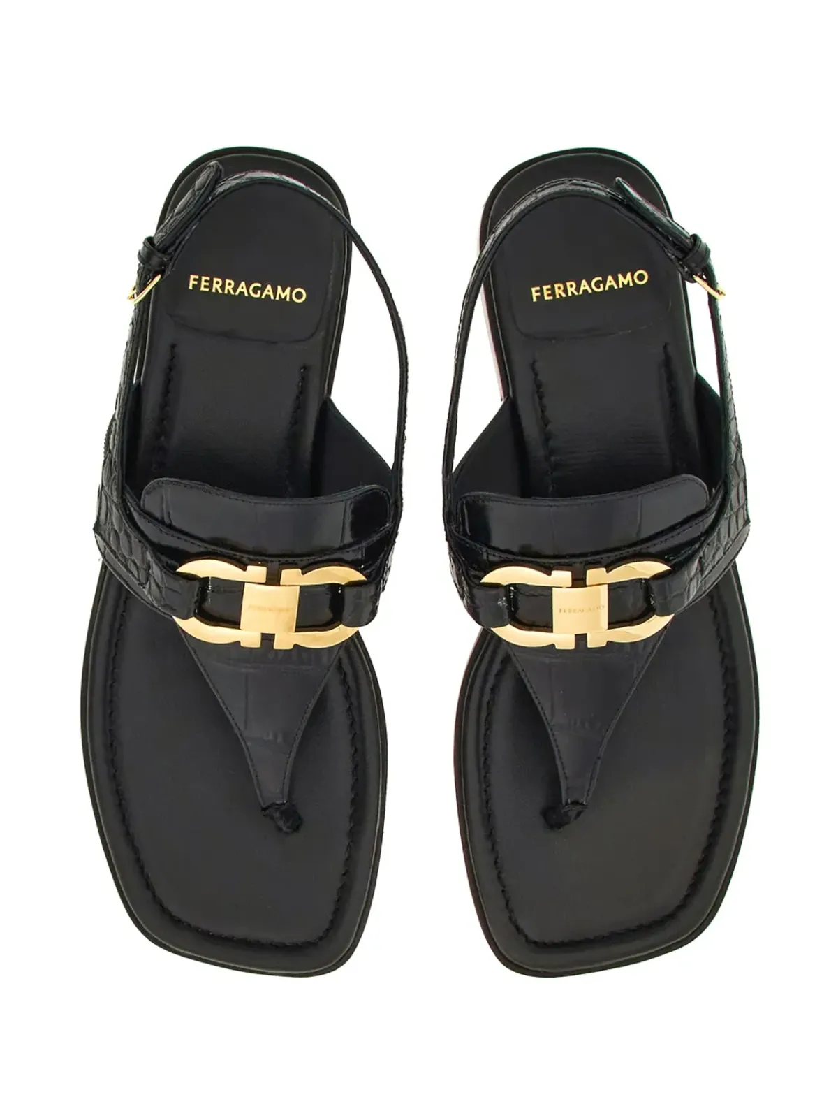Ferragamo ガンチーニバックル レザー サンダル - 画像4