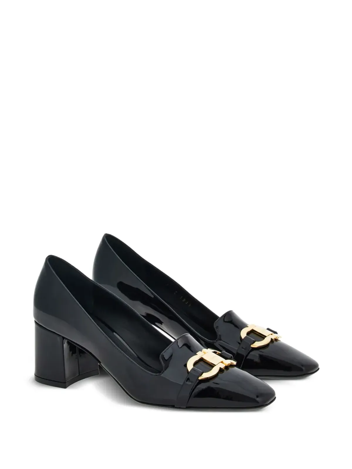 Ferragamo レザー パンプス Ganciniバックル ブラック - 画像2