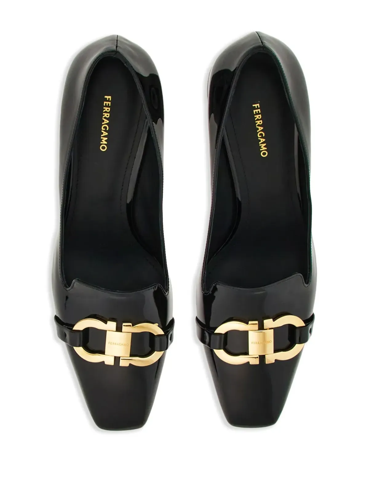 Ferragamo レザー パンプス Ganciniバックル ブラック - 画像4