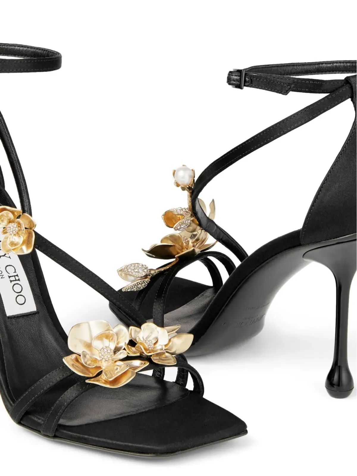 Jimmy Choo Zea 95mm フローラルアップリケ サンダル - ブラック - 画像5