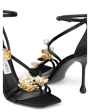 Jimmy Choo Zea 95mm フローラルアップリケ サンダル - ブラック - サムネイル5