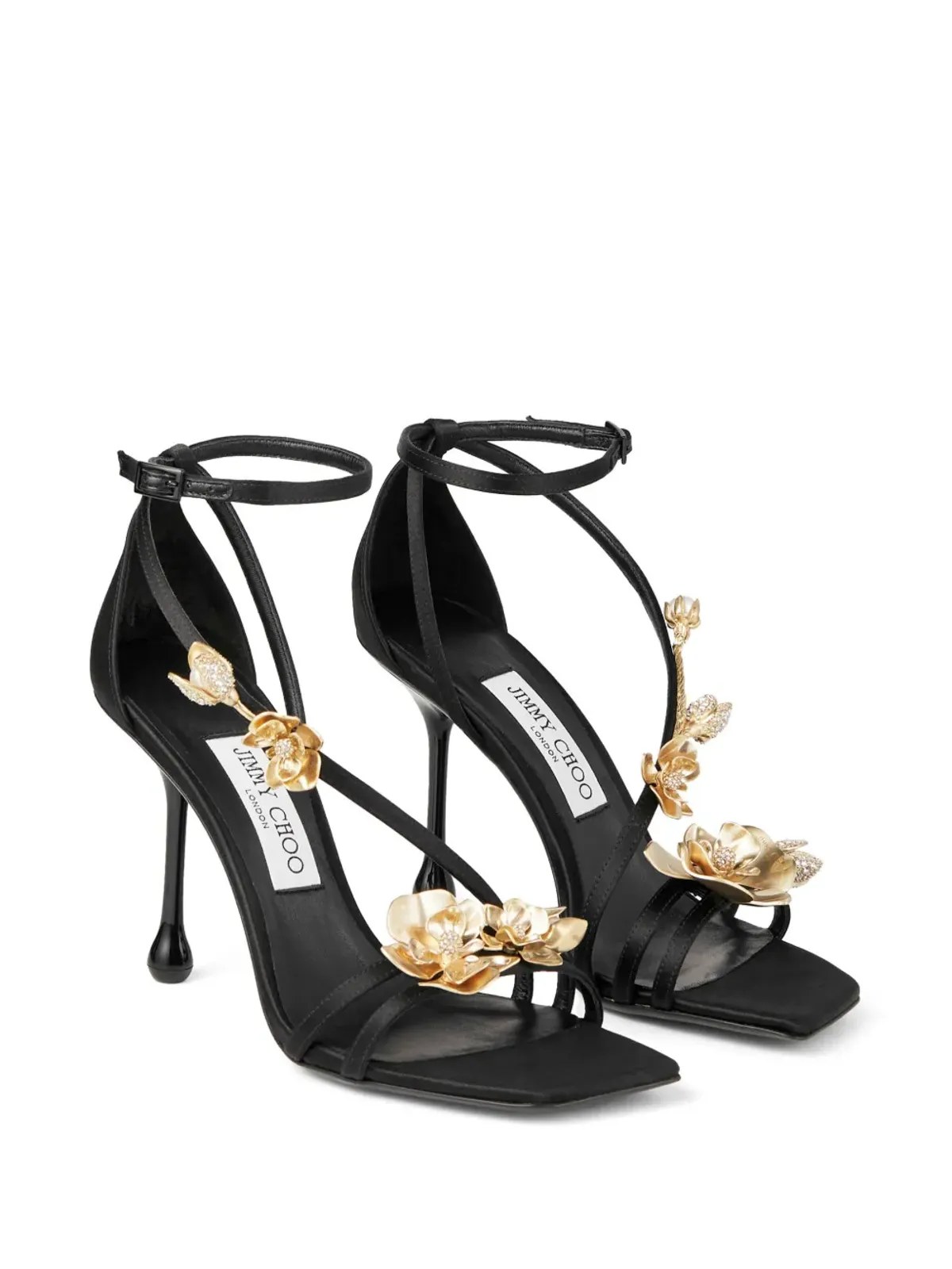 Jimmy Choo Zea 95mm フローラルアップリケ サンダル - ブラック - 画像2