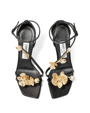 Jimmy Choo Zea 95mm フローラルアップリケ サンダル - ブラック - サムネイル4