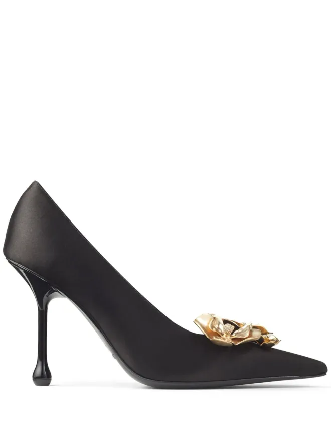 Jimmy Choo Jimmy Choo 95mm Ixia サテンパンプス（ブラック）の商品画像