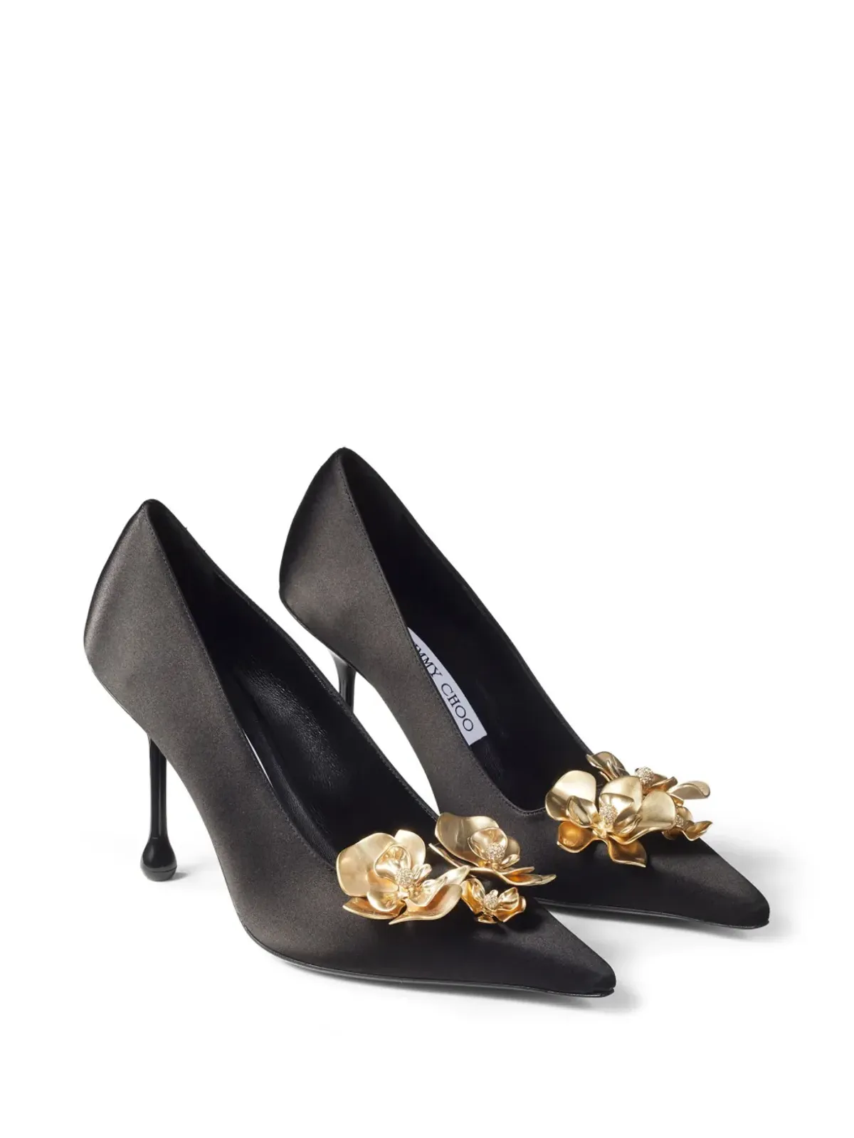 Jimmy Choo 95mm Ixia サテンパンプス（ブラック） - 画像2