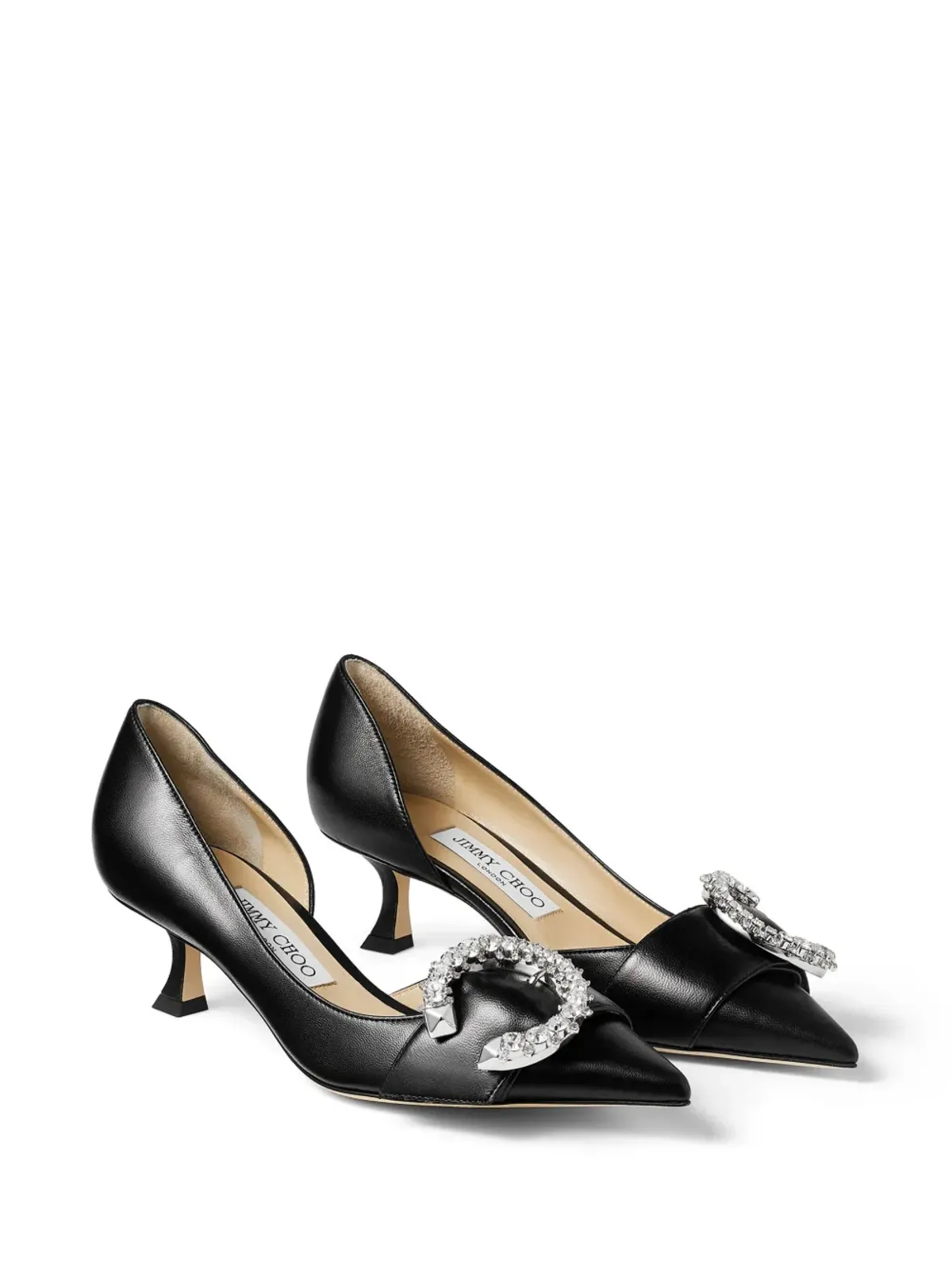 Jimmy Choo Melva Dorsay レザー パンプス ブラック - 画像2
