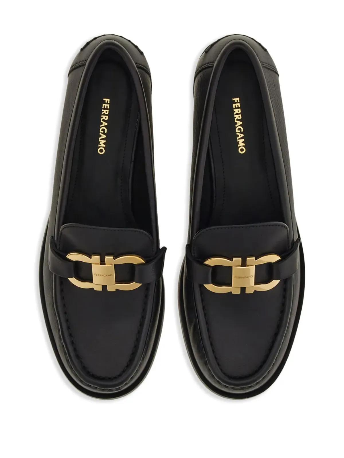 Ferragamo ガンチーニプレート付き レザー ローファー - 画像4