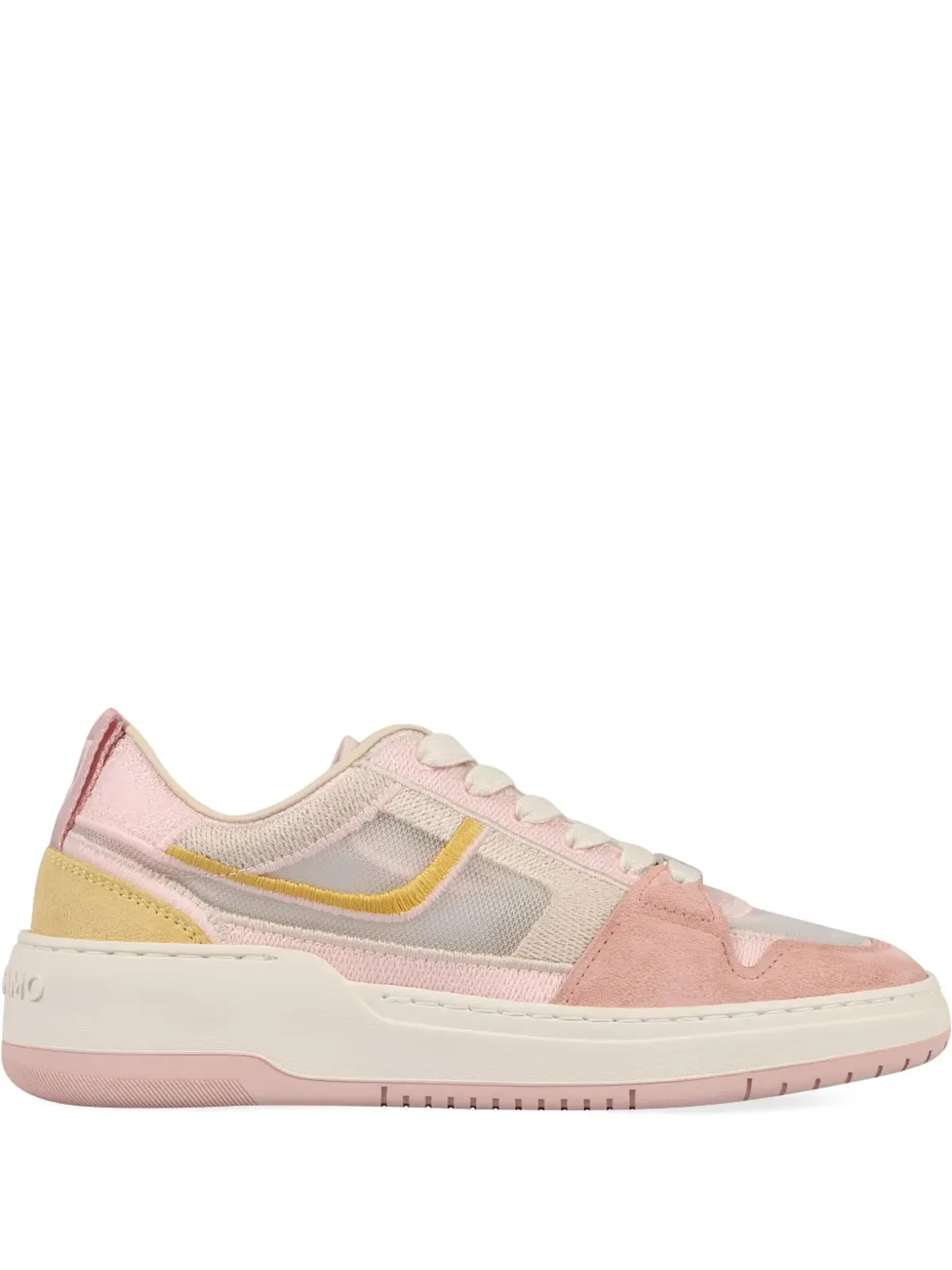 Ferragamo メッシュスエード レースアップ スニーカー ピンク - 画像1