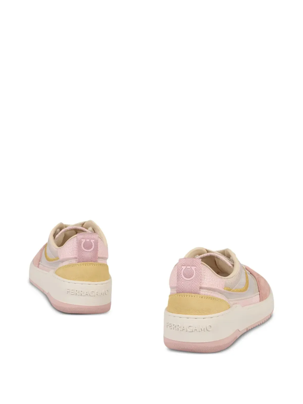 Ferragamo メッシュスエード レースアップ スニーカー ピンク - 画像3
