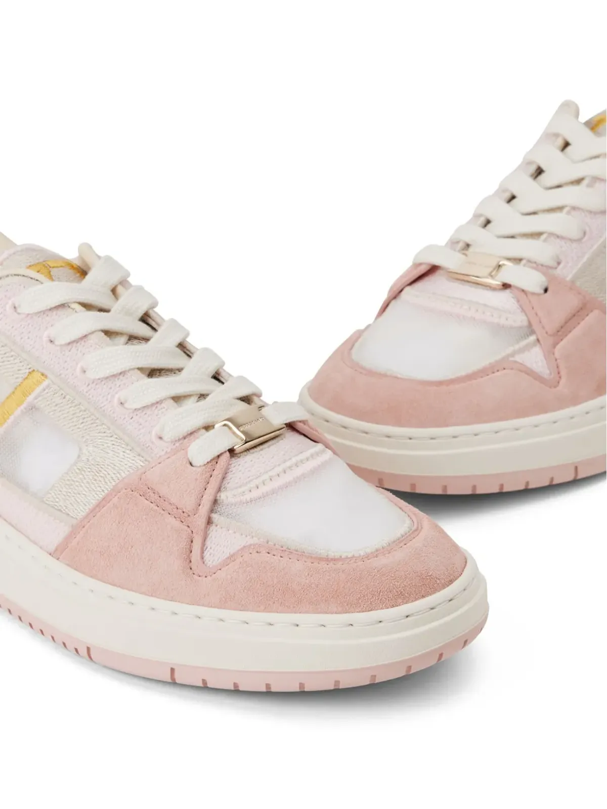 Ferragamo メッシュスエード レースアップ スニーカー ピンク - 画像4