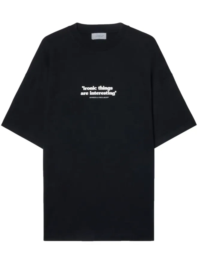 OFF-WHITE Off-White アイロニック・クォート・プリント コットン Tシャツ ブラックの商品画像