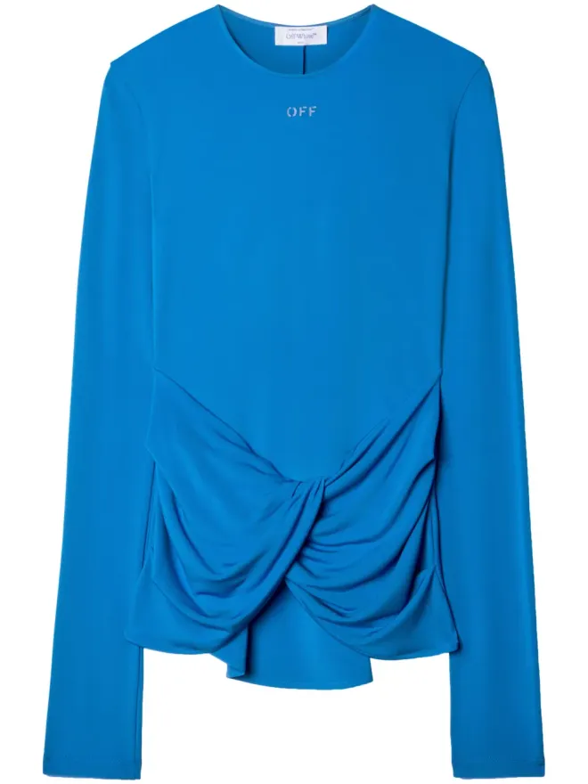 OFF-WHITE Off-White ロゴプリント ドレープトップ - ブルーの商品画像