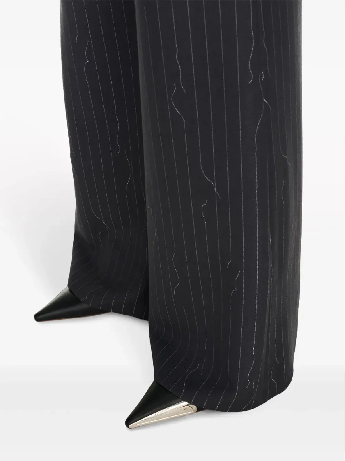 Off-White pinstripe-pattern virgin wool-blend trousers - Grey - 画像5