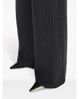 Off-White pinstripe-pattern virgin wool-blend trousers - Grey - サムネイル5