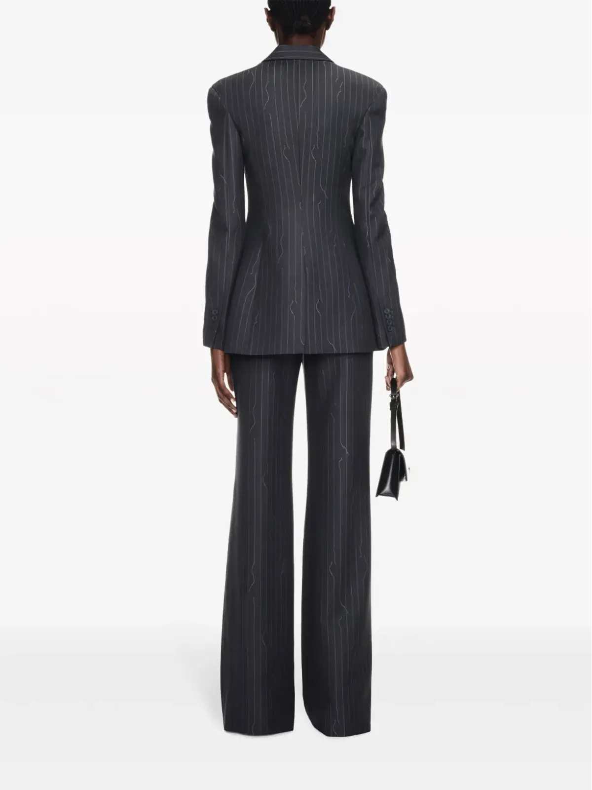 Off-White pinstripe-pattern virgin wool-blend trousers - Grey - 画像4