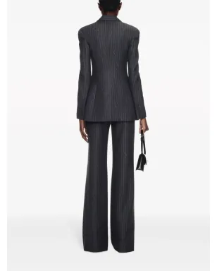 Off-White pinstripe-pattern virgin wool-blend trousers - Grey - サムネイル4