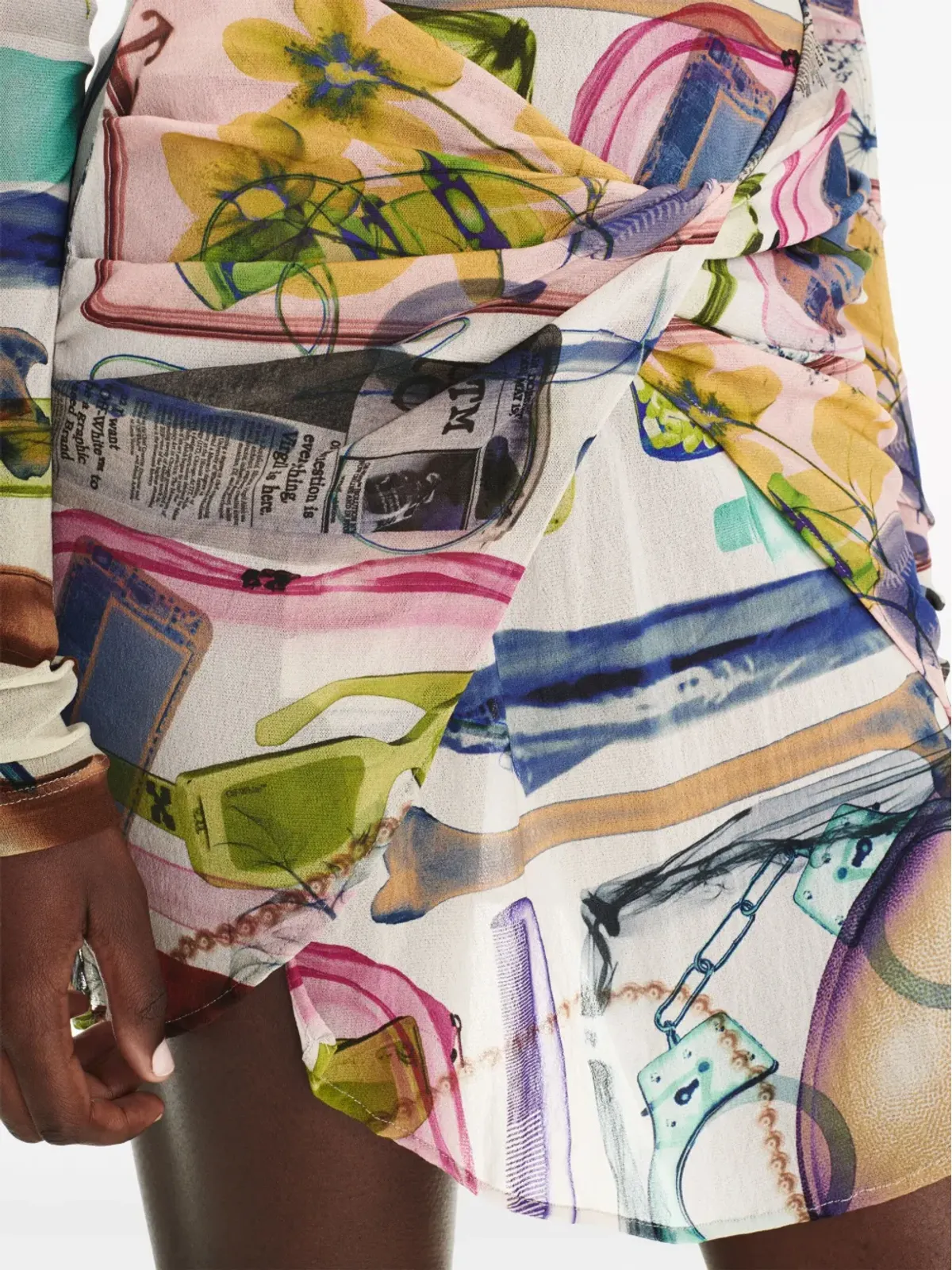Off-White X-Rayプリント ツイストディテール ミニドレス - ニュートラルカラー - 画像5