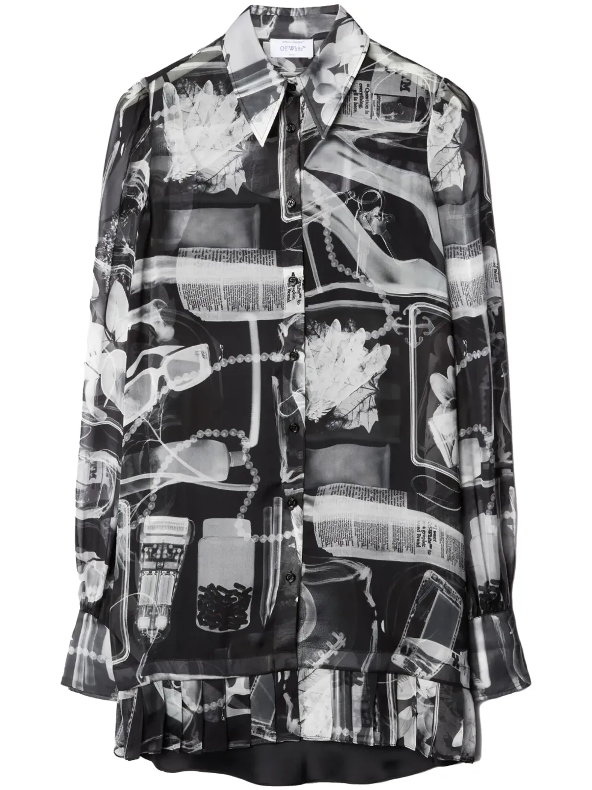 Off-White X-Rayプリント シルク シャツドレス - 画像1