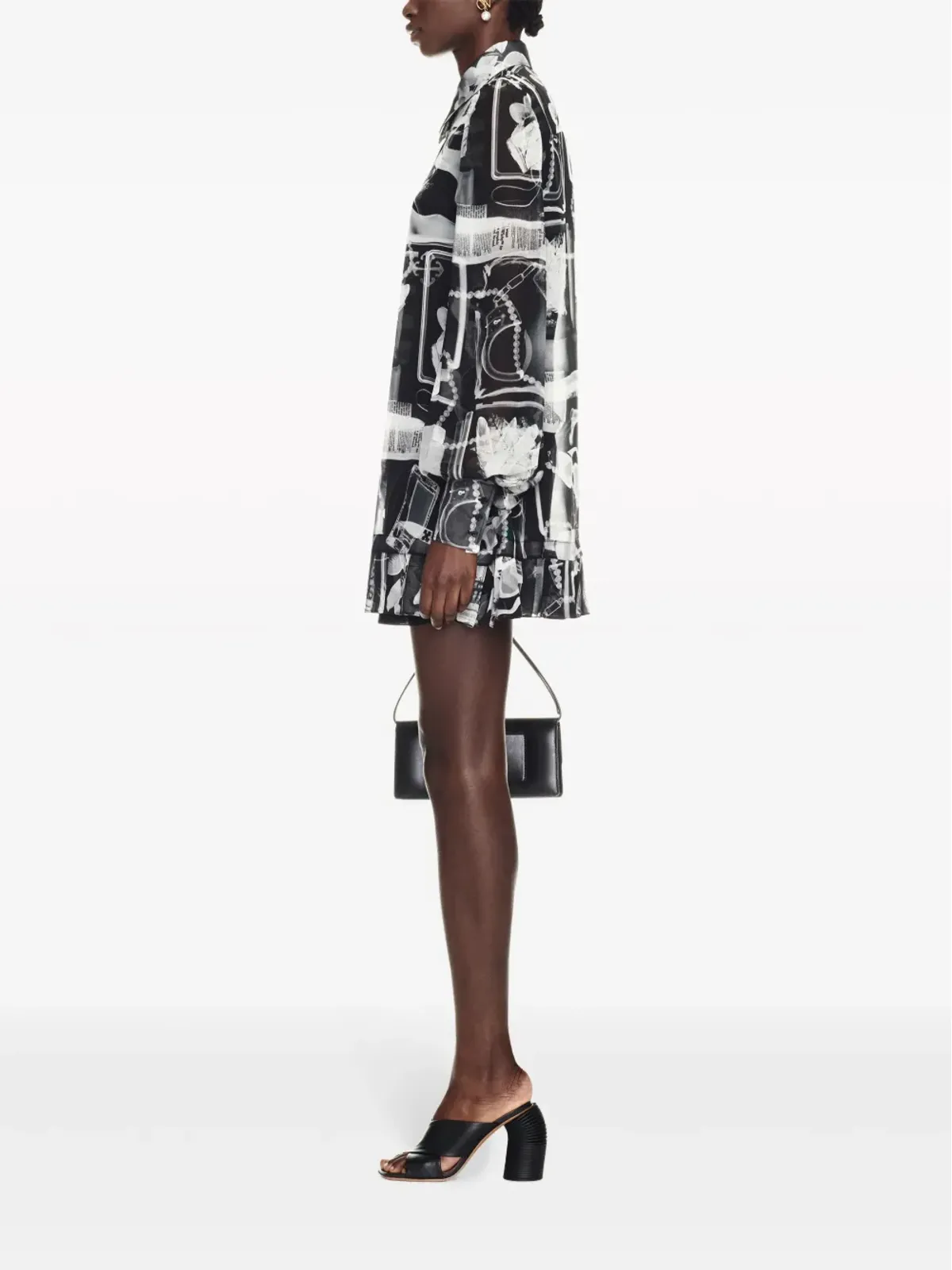 Off-White X-Rayプリント シルク シャツドレス - 画像3