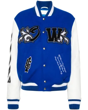 Off-White ロイヤル ロゴ・アップリケ ヴァーシティジャケット - ブルー - サムネイル1
