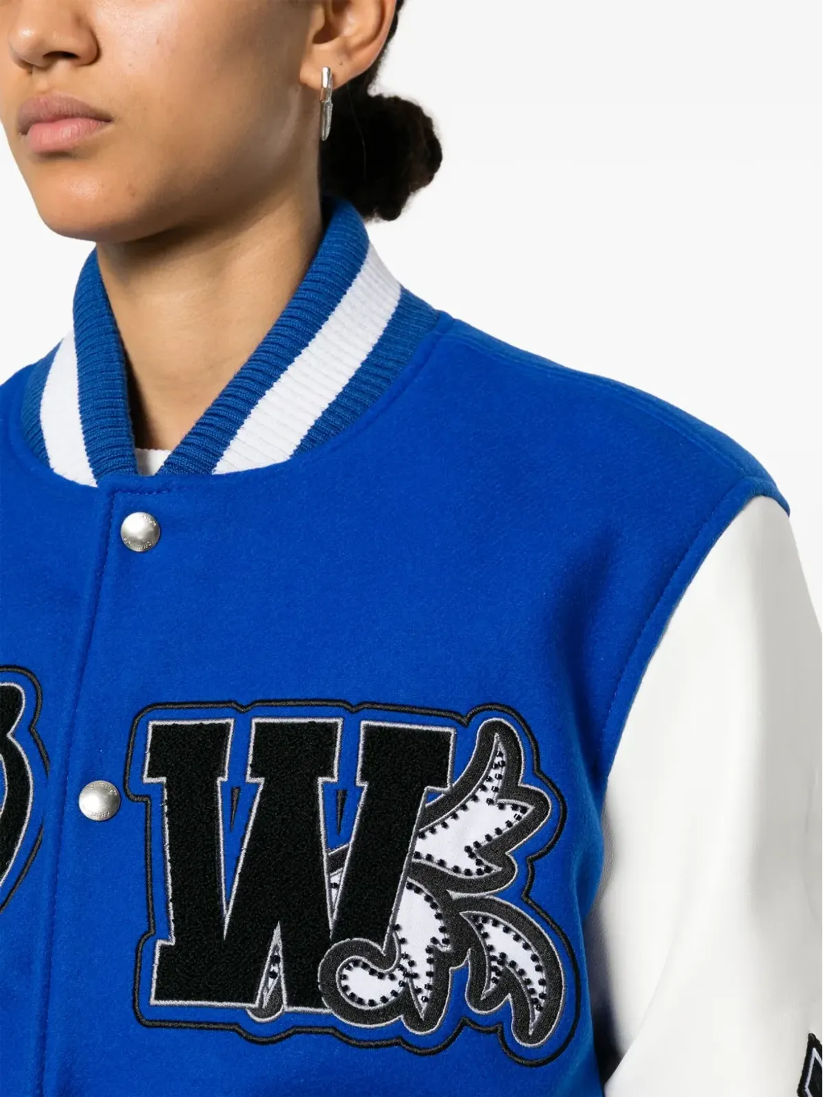 Off-White ロイヤル ロゴ・アップリケ ヴァーシティジャケット - ブルー - 画像5