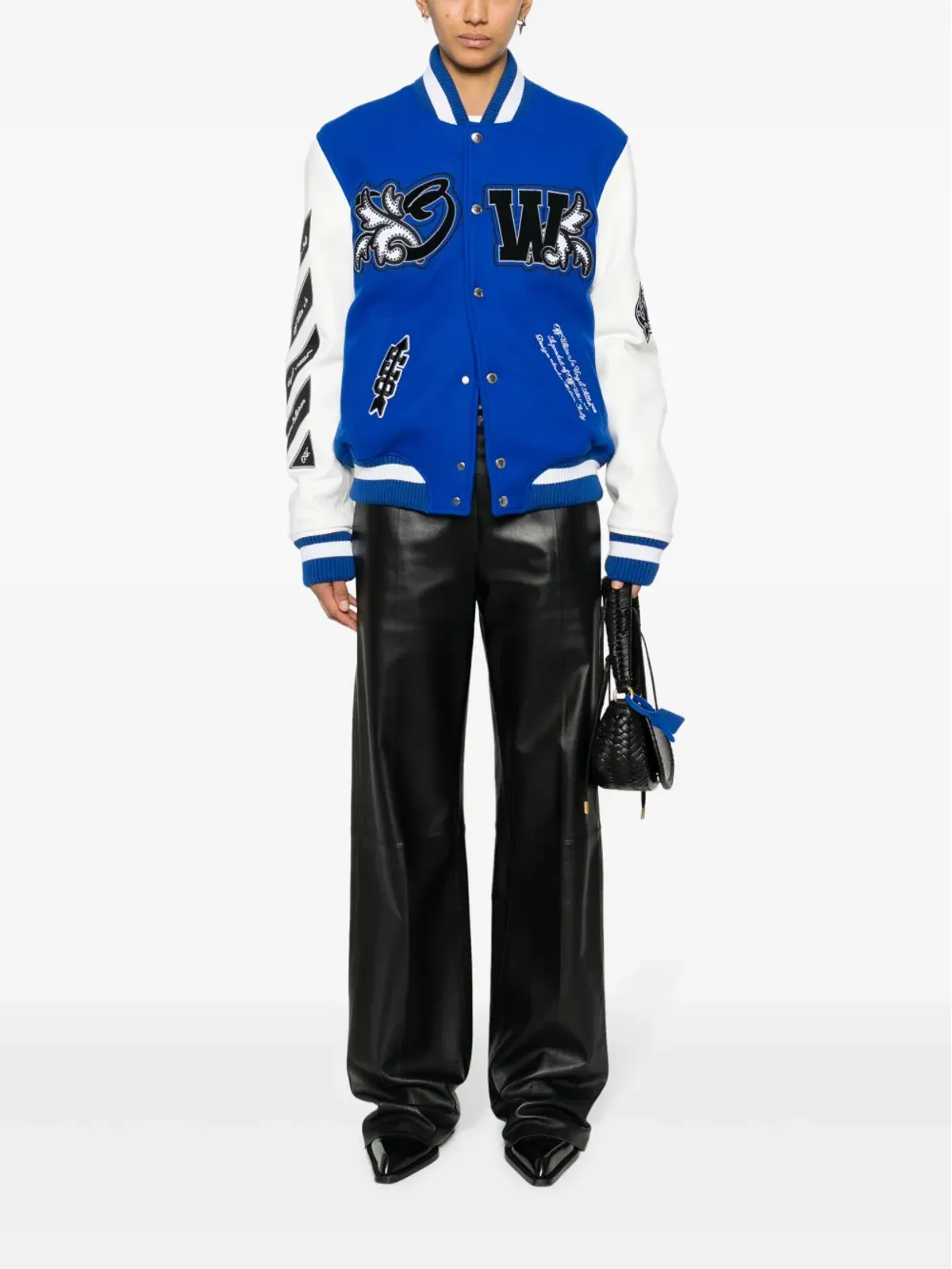 Off-White ロイヤル ロゴ・アップリケ ヴァーシティジャケット - ブルー - 画像2