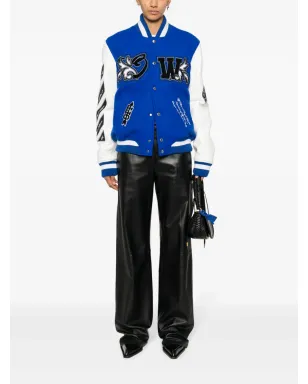 Off-White ロイヤル ロゴ・アップリケ ヴァーシティジャケット - ブルー - サムネイル2