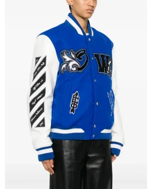Off-White ロイヤル ロゴ・アップリケ ヴァーシティジャケット - ブルー - サムネイル3