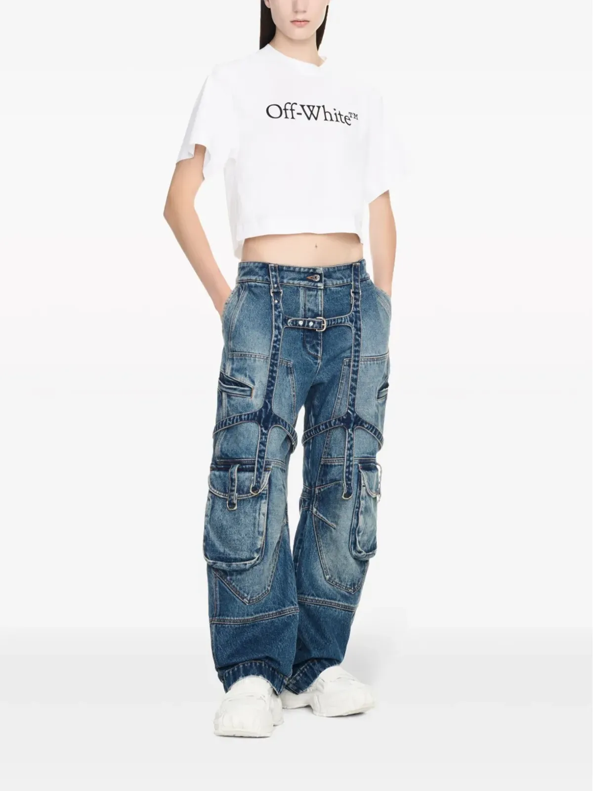Off-White ハーネスディテール付きカーゴジーンズ - 画像2