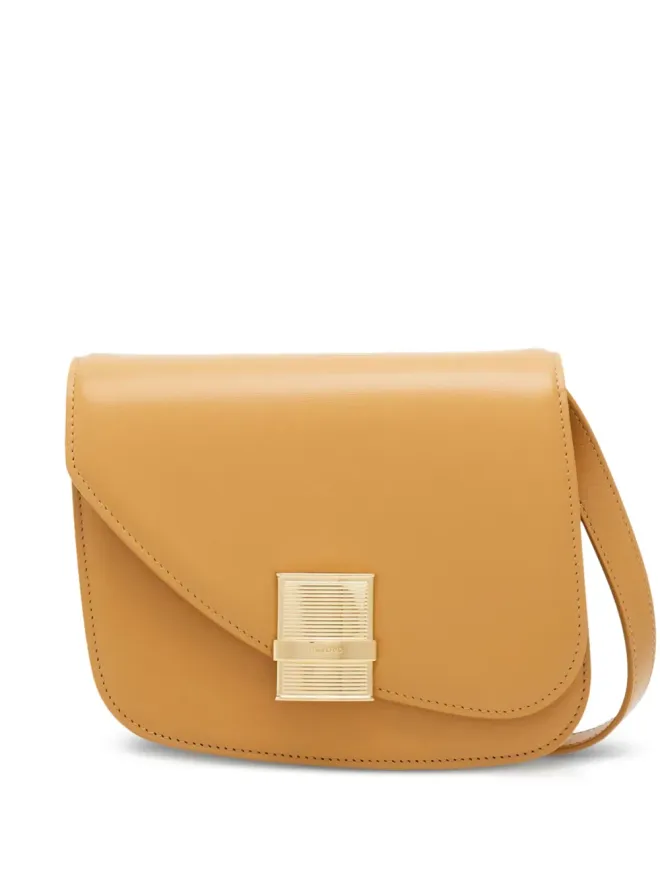 FERRAGAMO Ferragamo 小さめアシンメトリーレザーショルダーバッグ（ニュートラルカラー）の商品画像