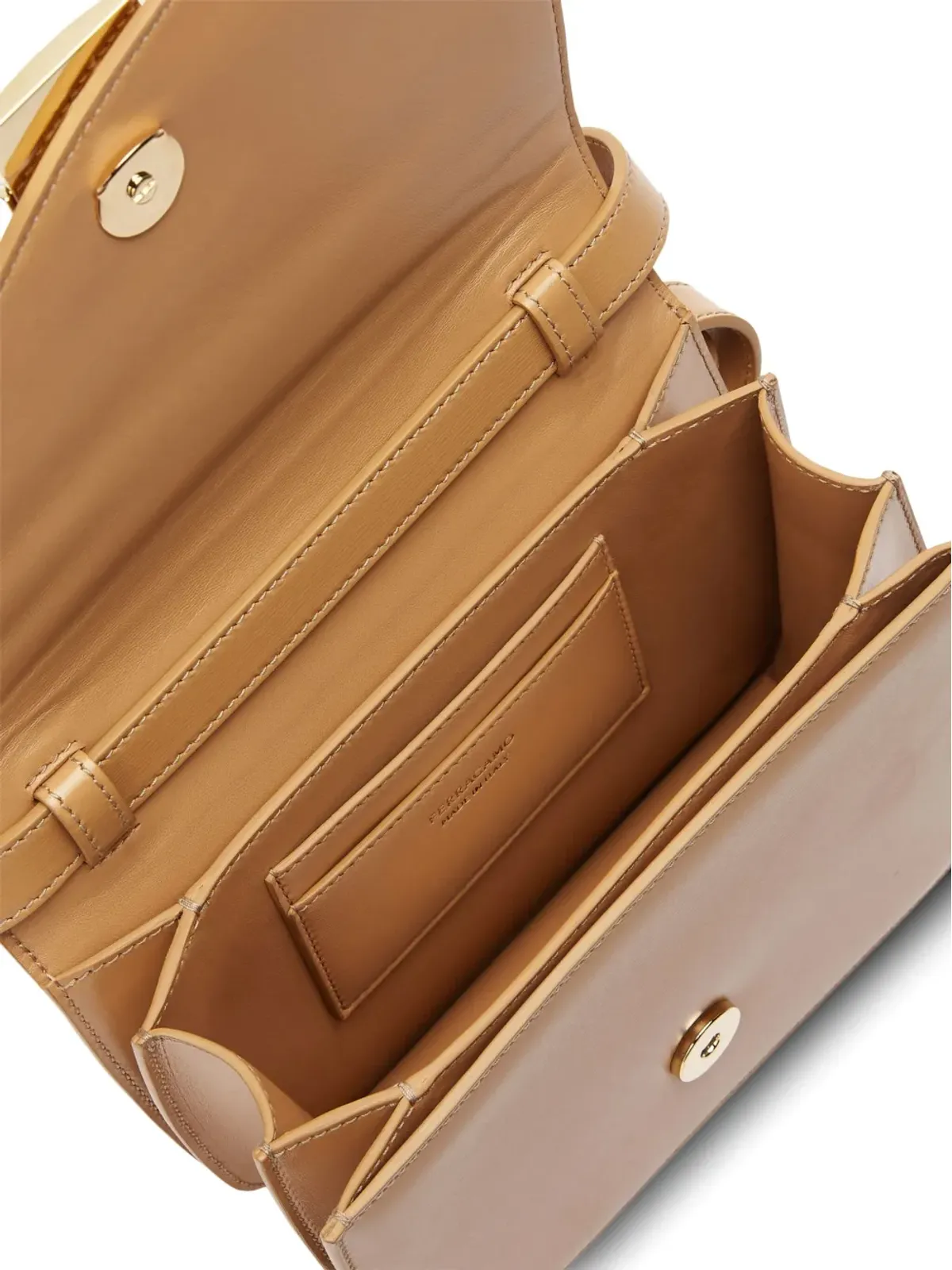 Ferragamo 小さめアシンメトリーレザーショルダーバッグ（ニュートラルカラー） - 画像5
