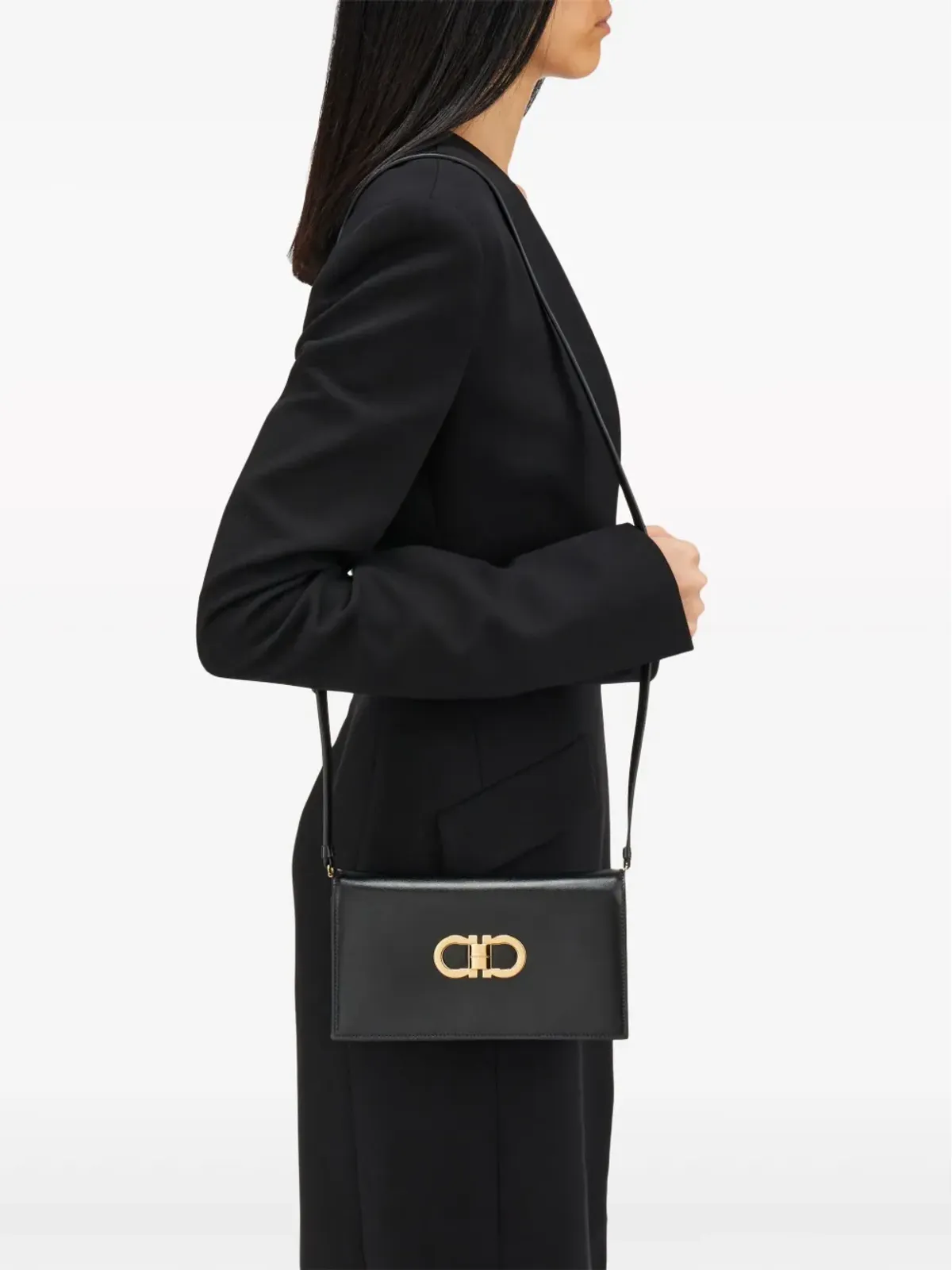 Ferragamo ダブルガンチーニ レザー ミニバッグ - ブラック - 画像2