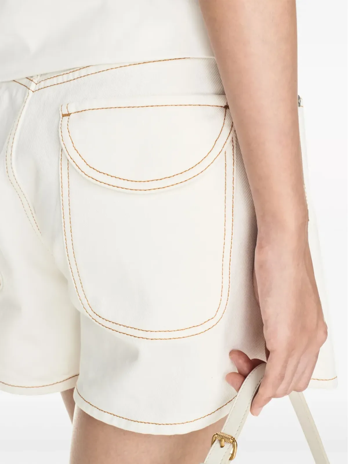 Off-White コントラストステッチ入りデニムショーツ - 画像5
