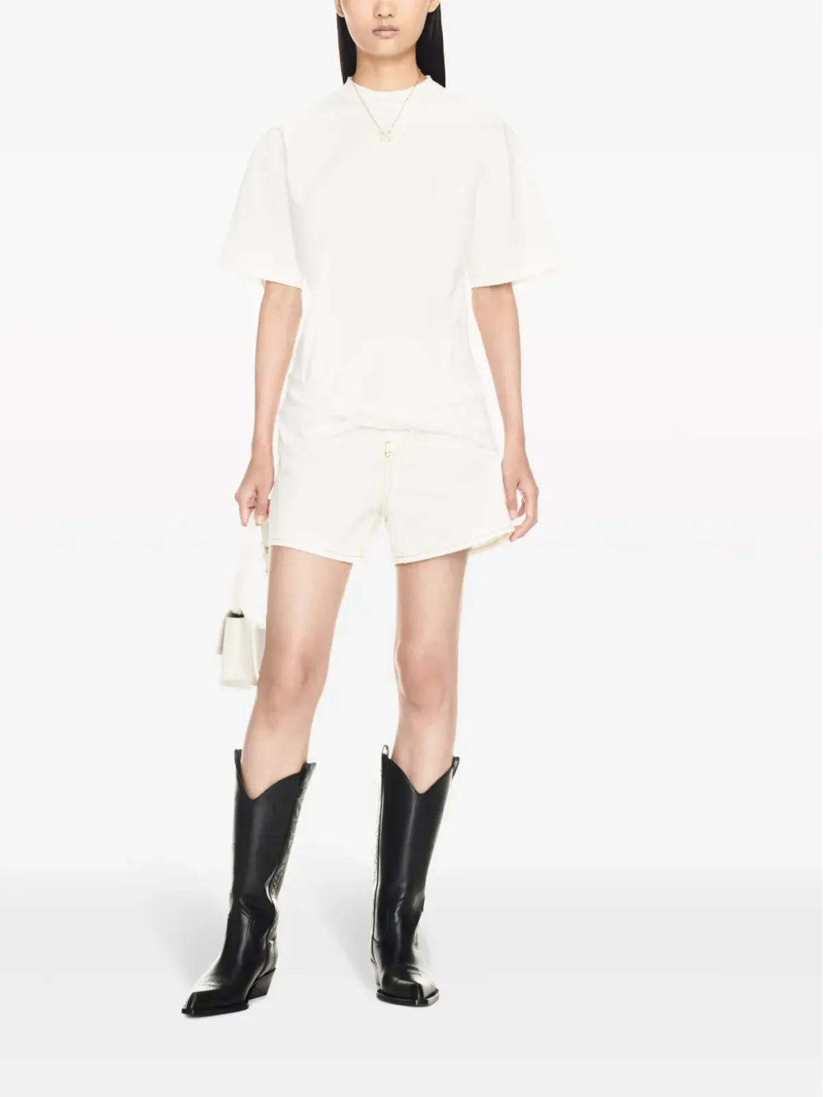Off-White コントラストステッチ入りデニムショーツ - 画像2