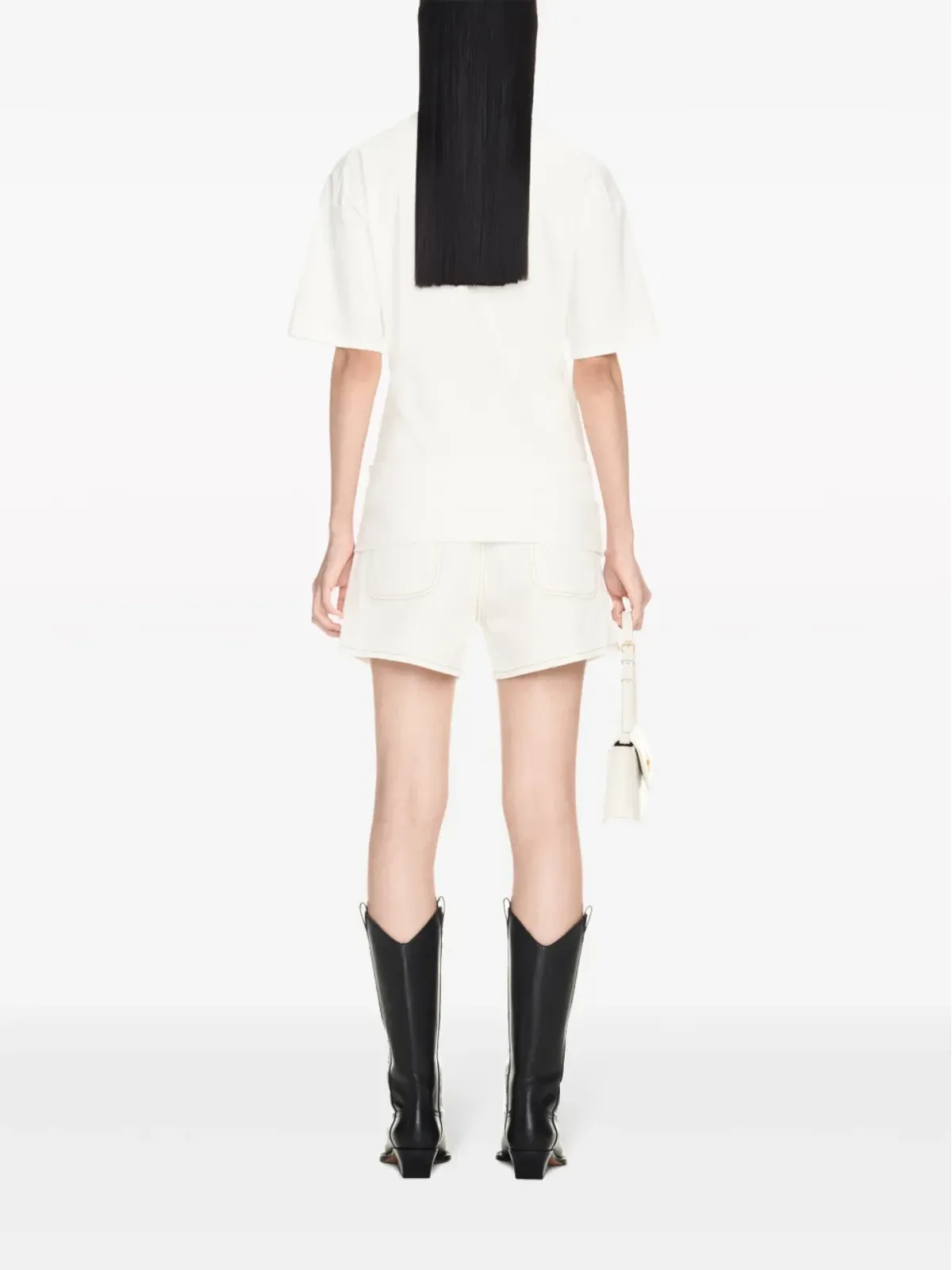 Off-White コントラストステッチ入りデニムショーツ - 画像4