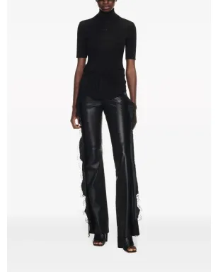 Off-White lace-trim leather trousers - Black - サムネイル2