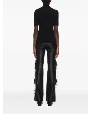 Off-White lace-trim leather trousers - Black - サムネイル4