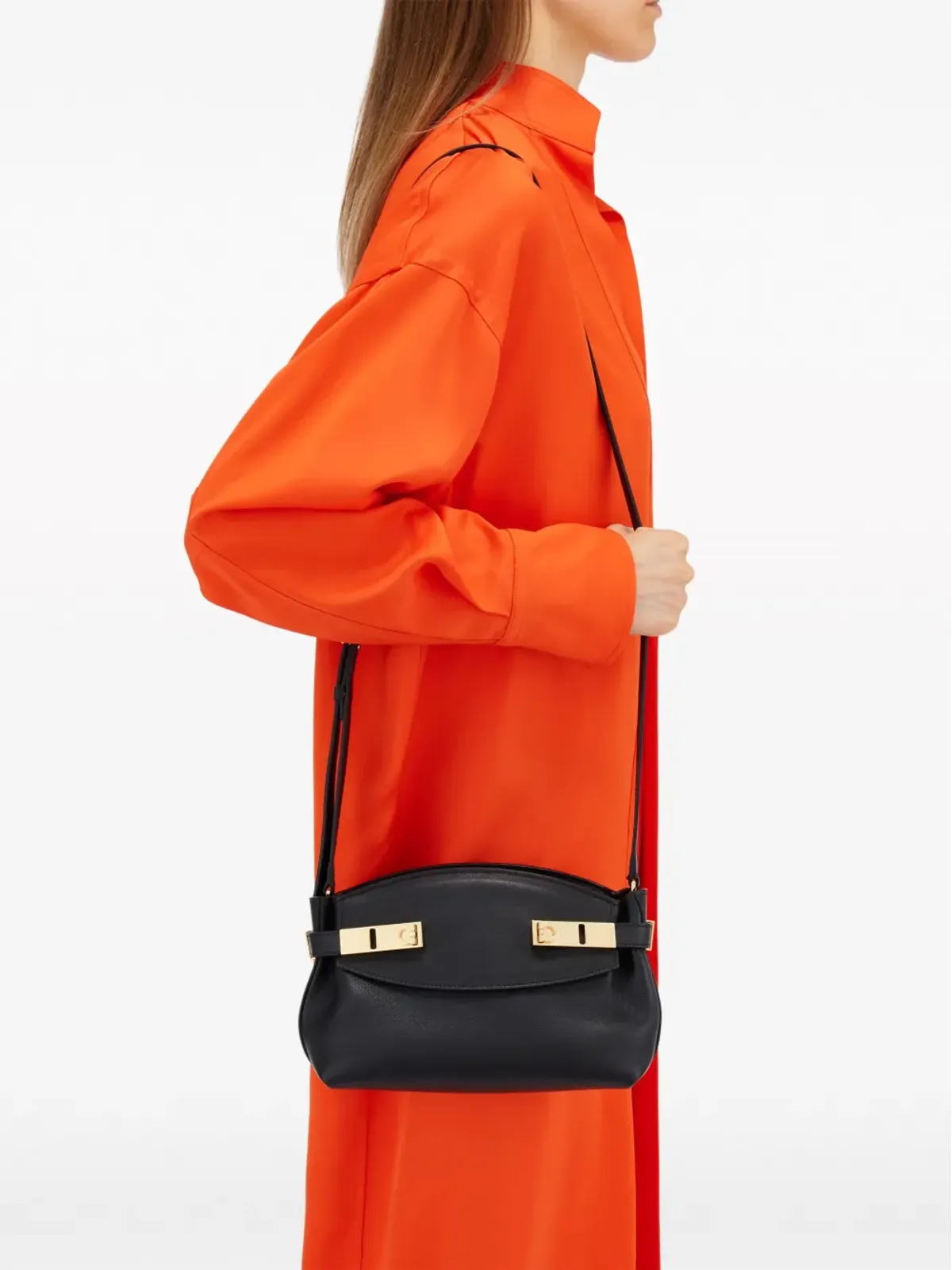 Ferragamo 小さな Hug レザー クロスボディバッグ - ブラック - 画像2